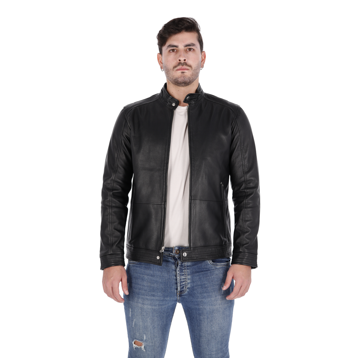 Chaqueta de Cuero Negro LCHL102