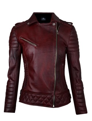 Chaqueta de Cuero Vinotinto Nina Marca La Chaqueteria