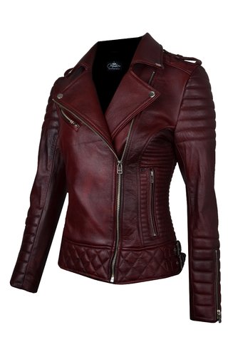 Chaqueta en Cuero Vinotinto Nina Marca La Chaqueteria