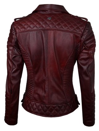Chaqueta de Cuero Vinotinto Nina Marca La Chaqueteria
