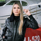 Chaqueta en Cuero Negro Tipo Piloto W95