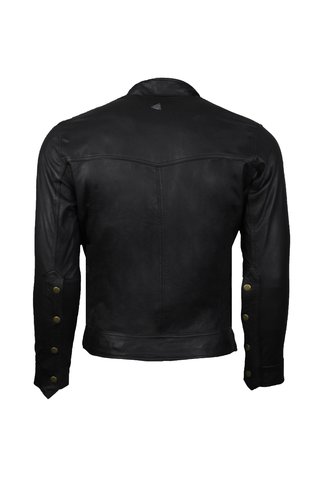Chaqueta de Cuero Envejecido Negro Proceso Fuerte LCHL30