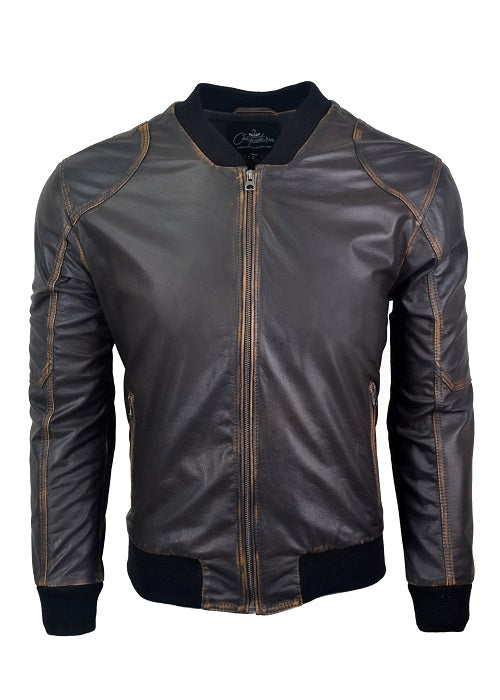 Chaqueta de Cuero Negro Envejecido Akuma