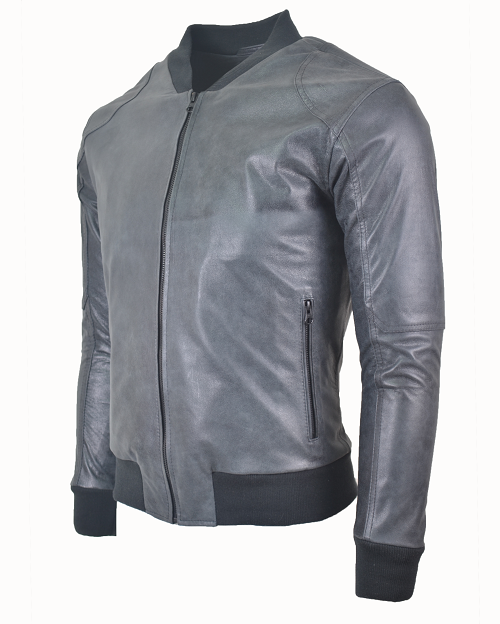 Chaqueta en Cuero Gris Akuma