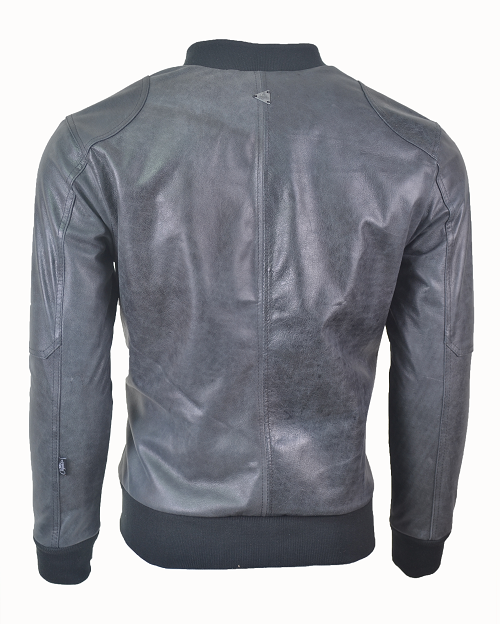 Chaqueta de Cuero Gris Akuma