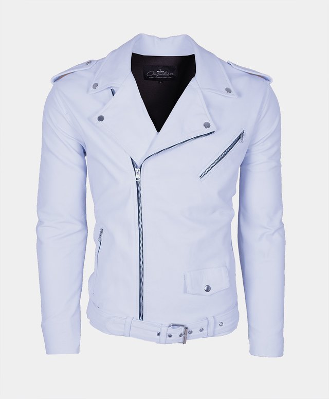 Chaqueta en Cuero Vacuno Blanco Bison LCHL77