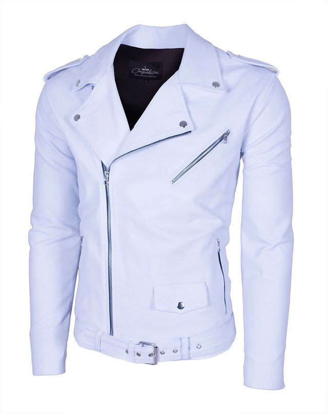 Chaqueta de Cuero Vacuno Blanco Bison LCHL77