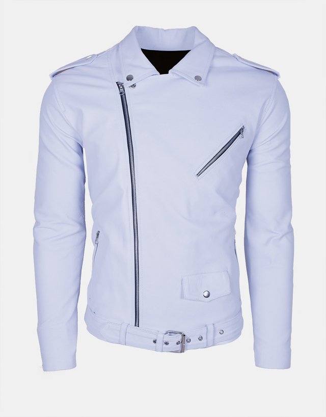 Chaqueta en Cuero Vacuno Blanco Bison LCHL77