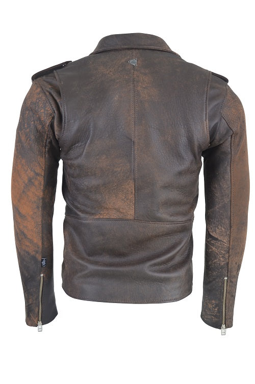 Chaqueta de Cuero Envejecido Café  Base Cafe Bison