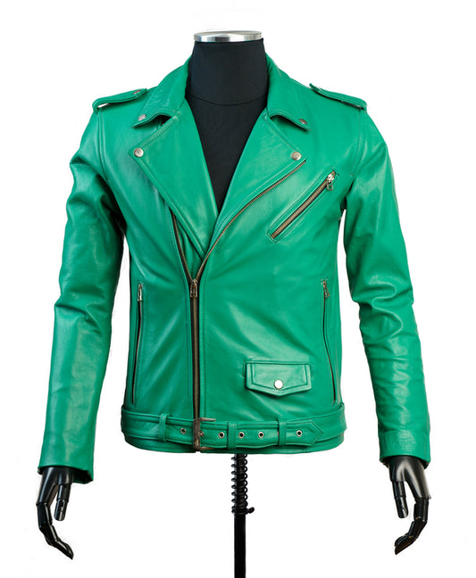 Chaqueta en Cuero Verde Bison