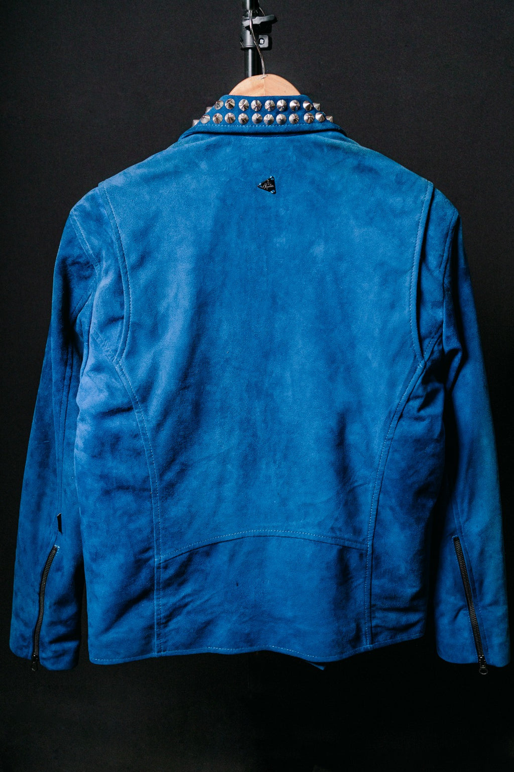 Chaqueta de Cuero Gamuza  Azul Edicion Especial con Taches Bison