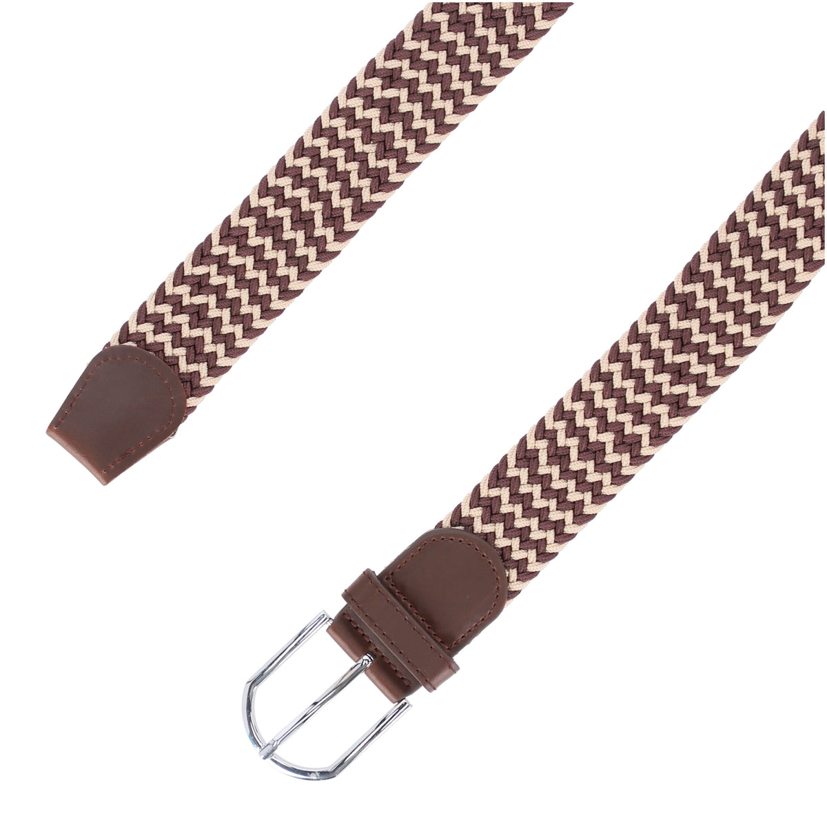 Cinturón Trenzado Cafe y Blanco Ref 10 Marca La Chaqueteria