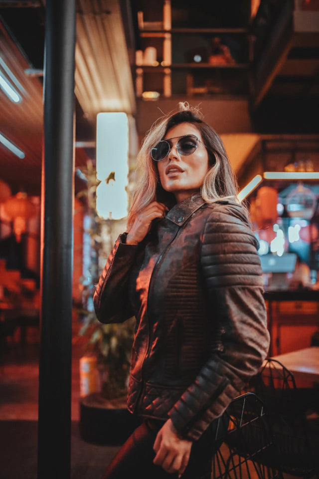 Chaqueta de Cuero Envejecido Base Café Nina Marca la Chaqueteria