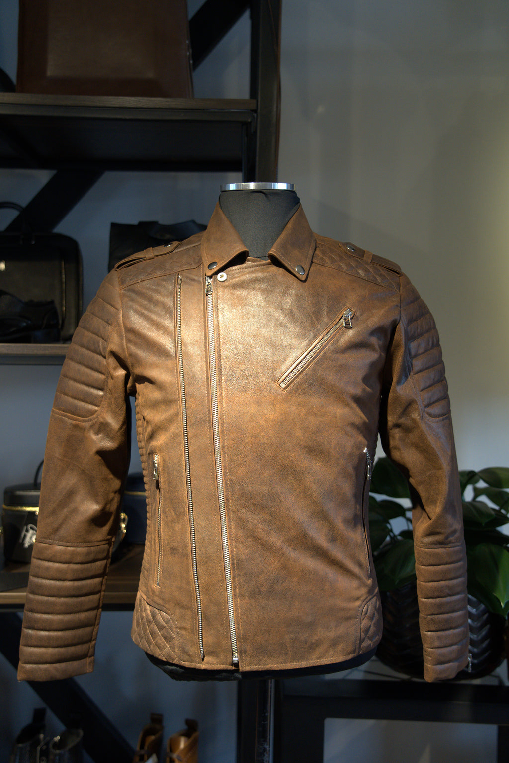 Chaqueta de Cuero Craquelado Terracota Blug 2.0