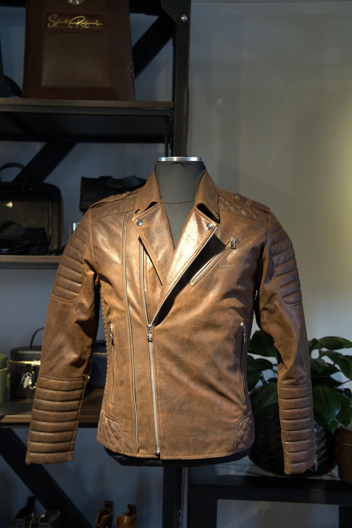 Chaqueta de Cuero Craquelado Terracota Blug 2.0
