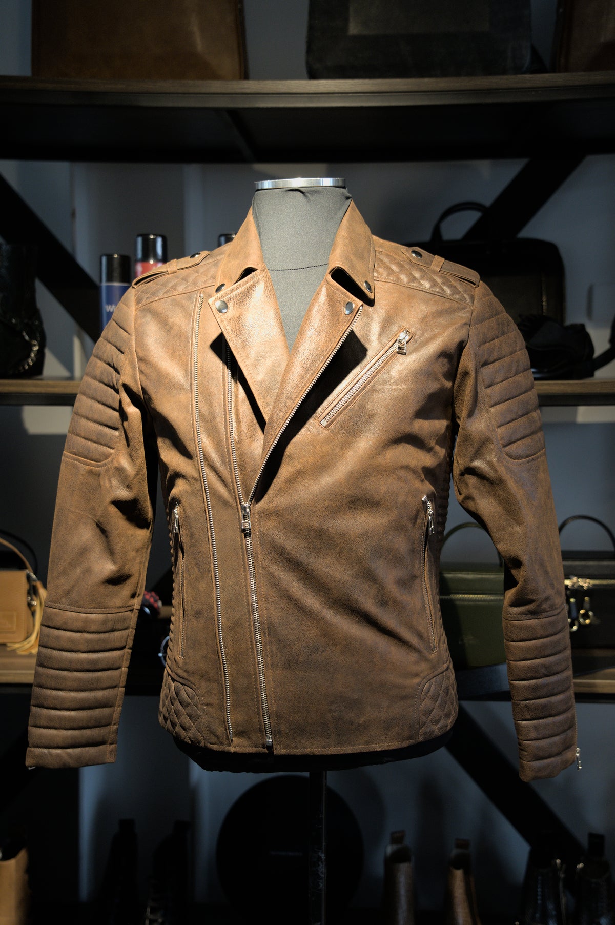 Chaqueta de Cuero Craquelado Terracota Blug 2.0