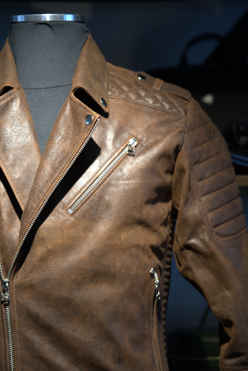 Chaqueta de Cuero Craquelado Terracota Blug 2.0