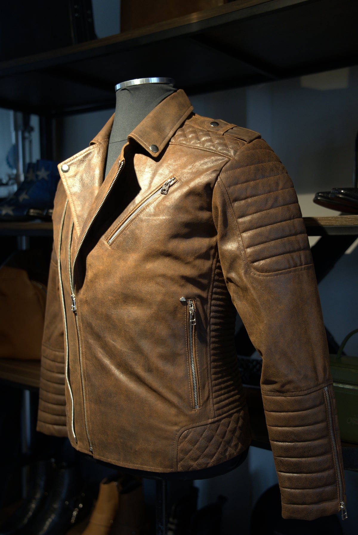 Chaqueta de Cuero Craquelado Terracota Blug 2.0