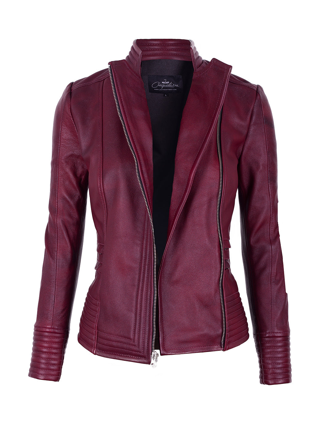 Chaqueta en Cuero Vinotinto W18