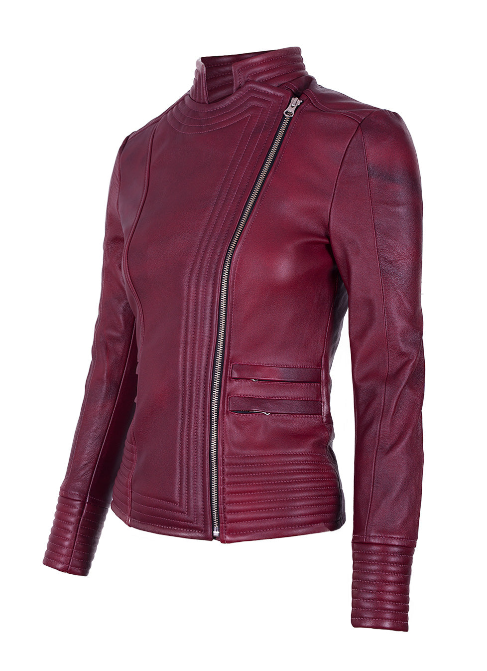 Chaqueta en Cuero Vinotinto W18
