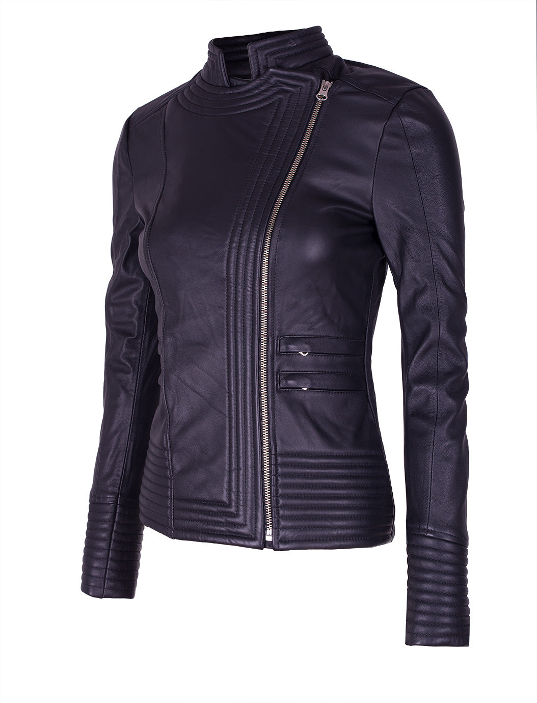 Chaqueta de cuero negro W18