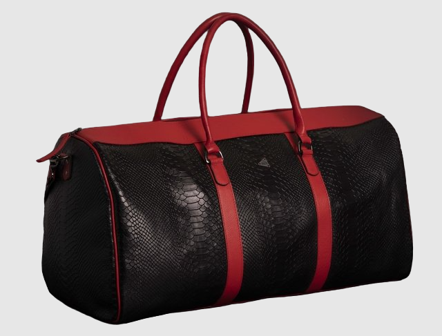 Duffle en Cuero Folia Negro/Rojo