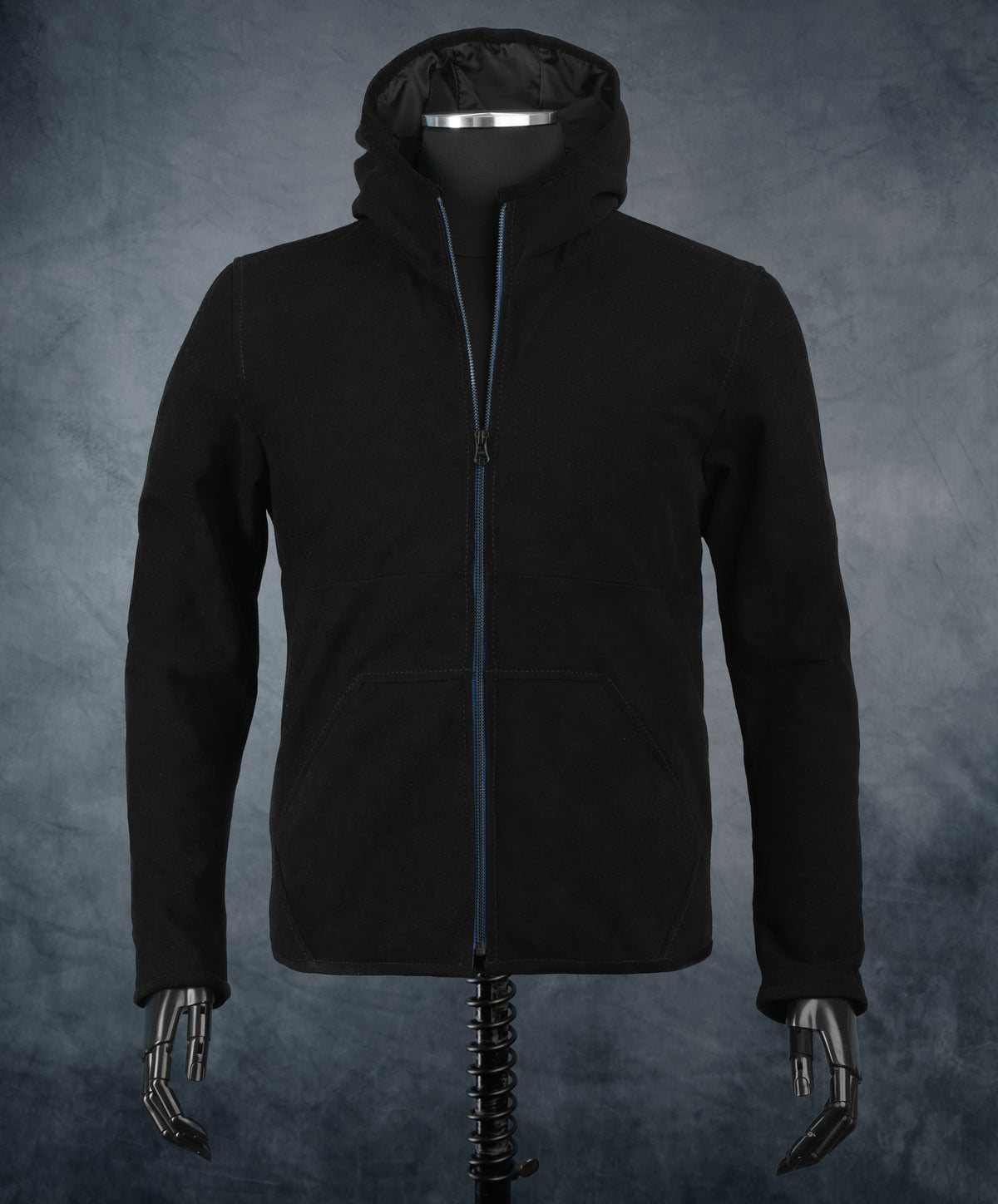 Chaqueta de Gamuza Con Capota Negra