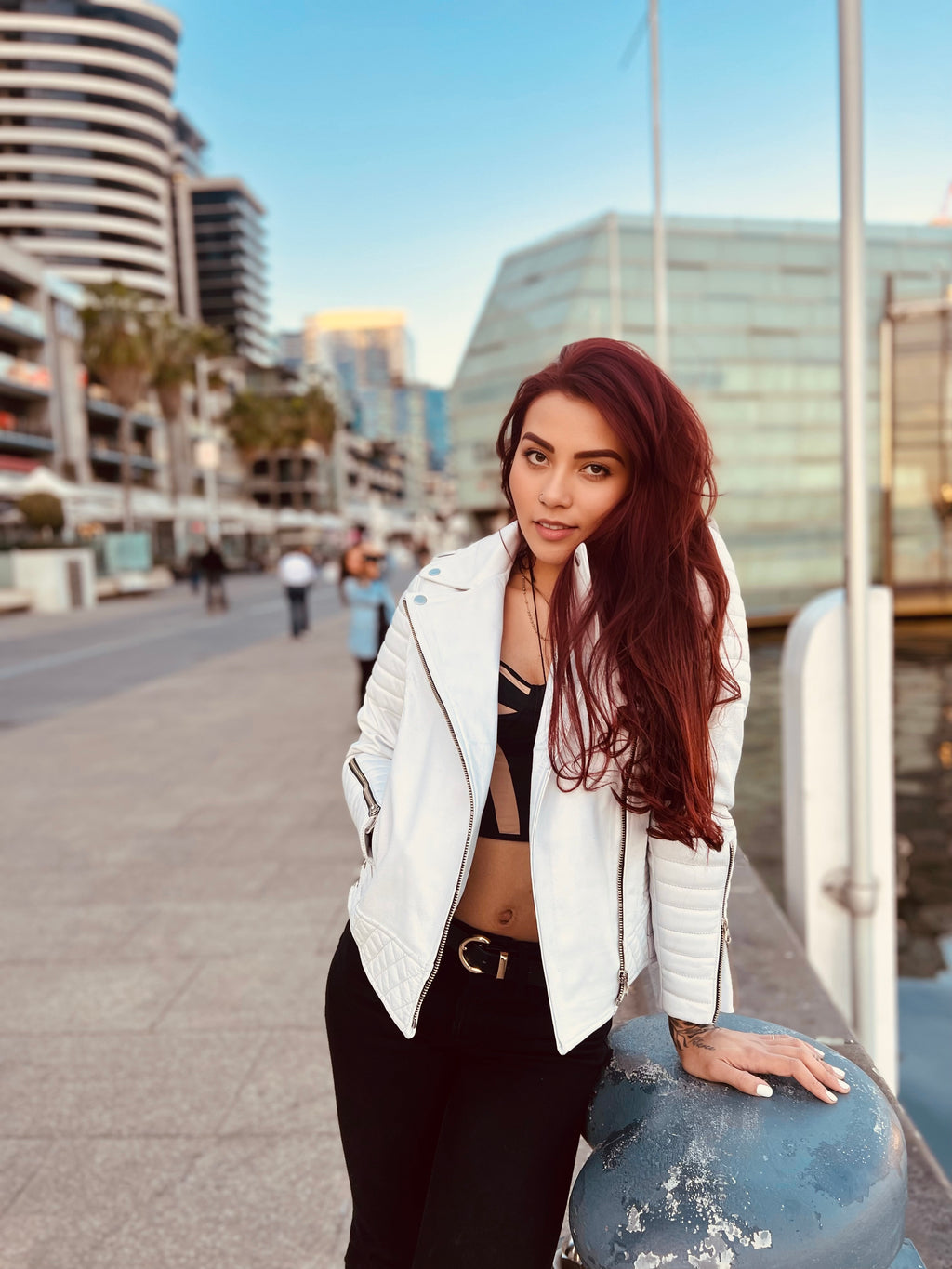 Chaqueta de Cuero Blanco Nina  Marca La Chaqueteria