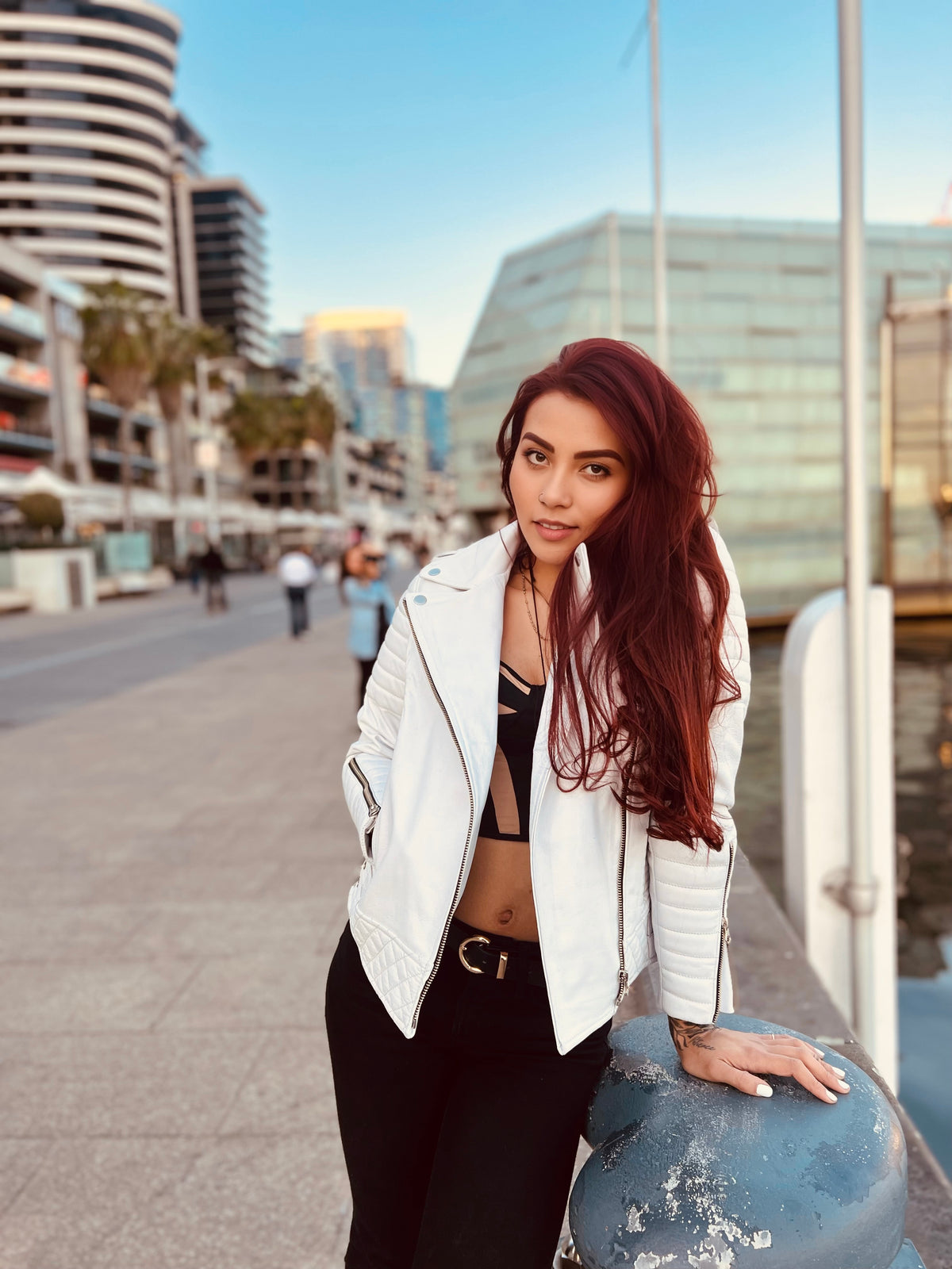 Chaqueta de Cuero Blanco Nina  Marca La Chaqueteria