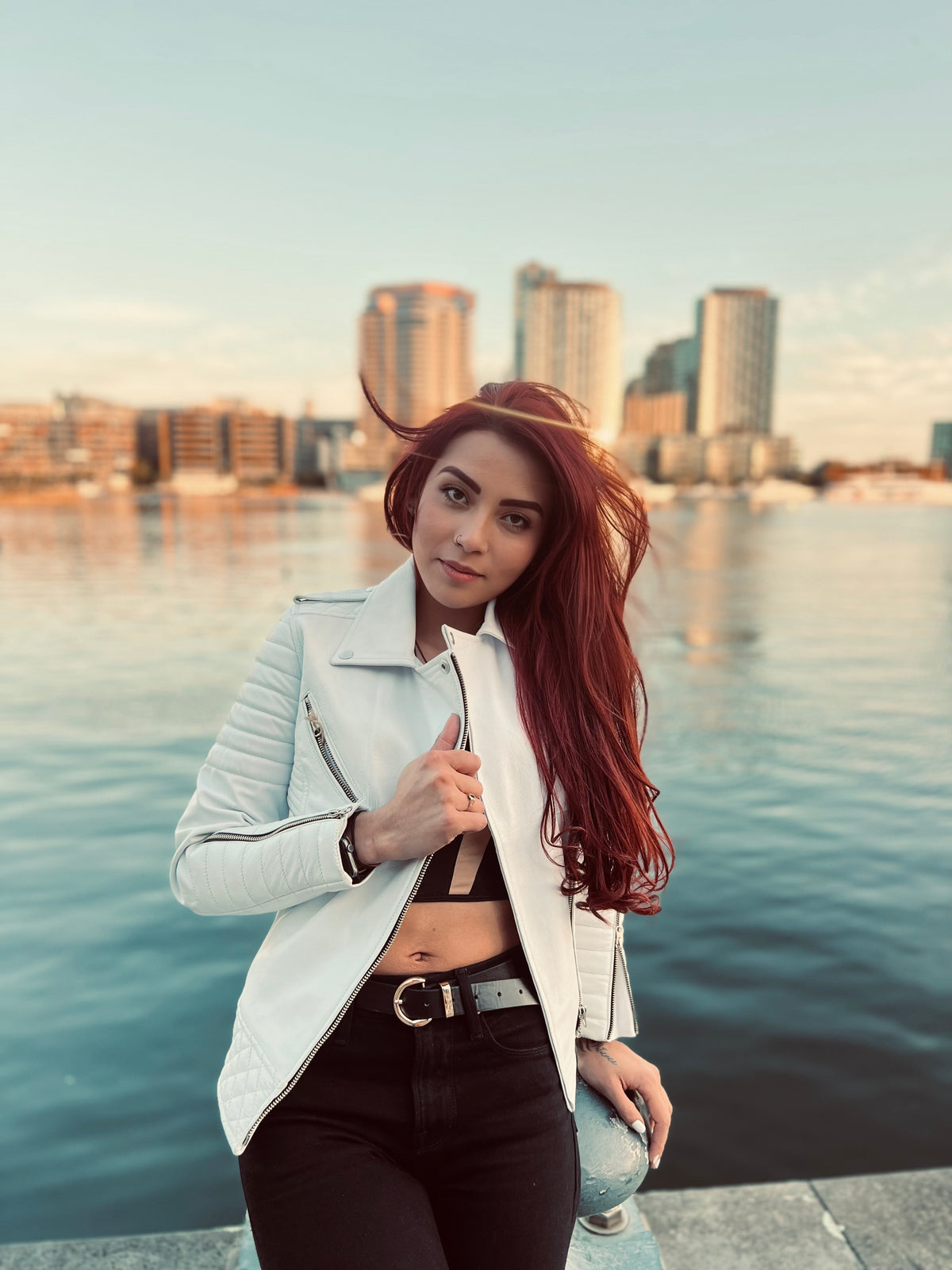 Chaqueta de Cuero Blanco Nina  Marca La Chaqueteria