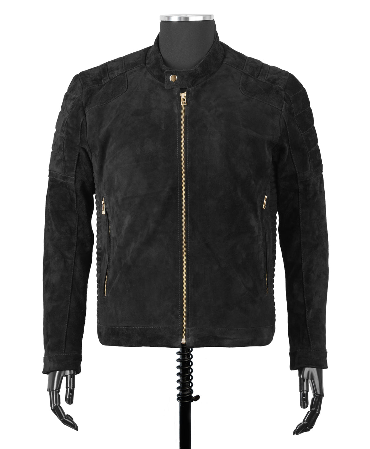 Chaqueta de Cuero Gamuza Negro LCHL31