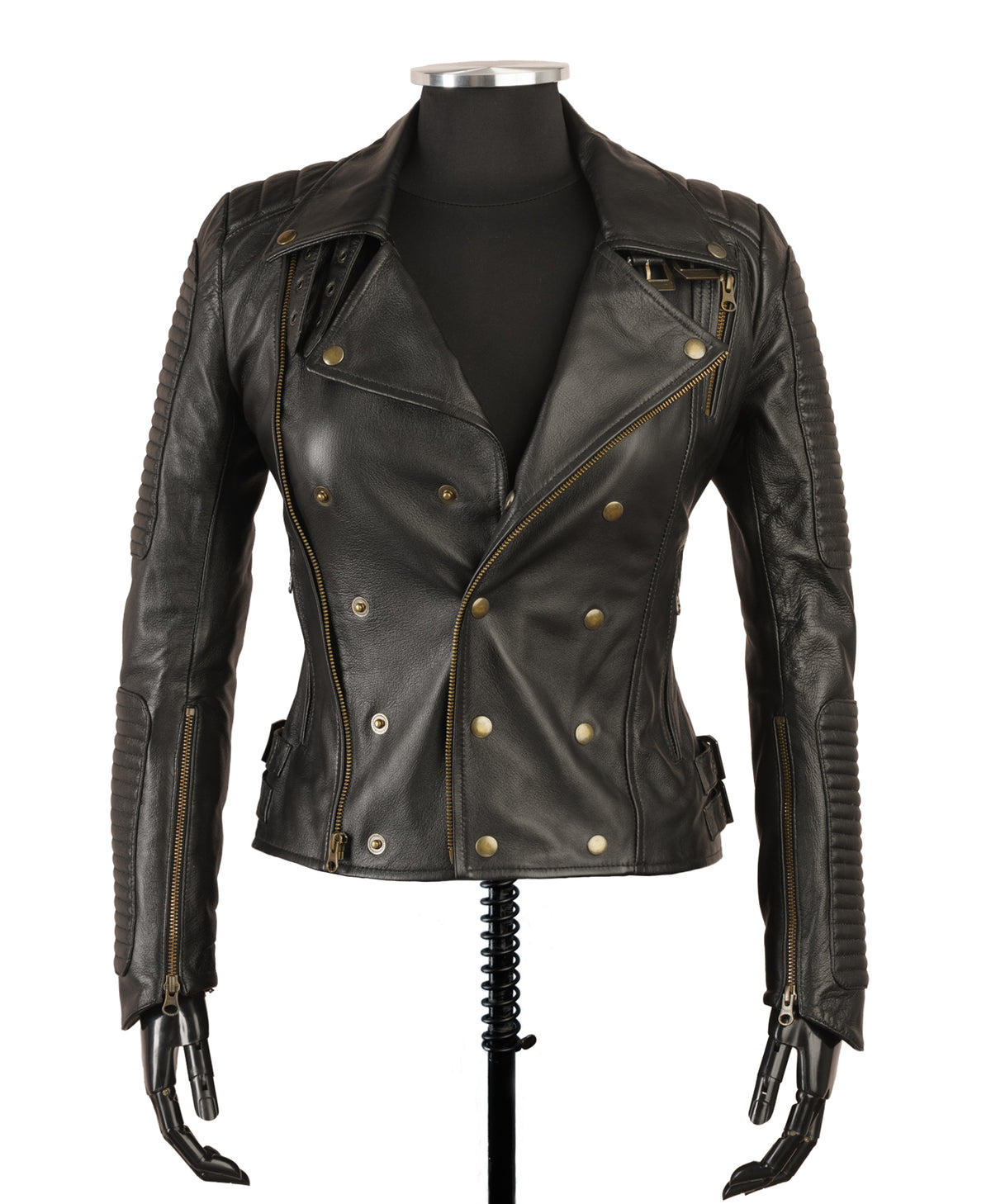 Chaqueta de Cuero Negro Brush W06