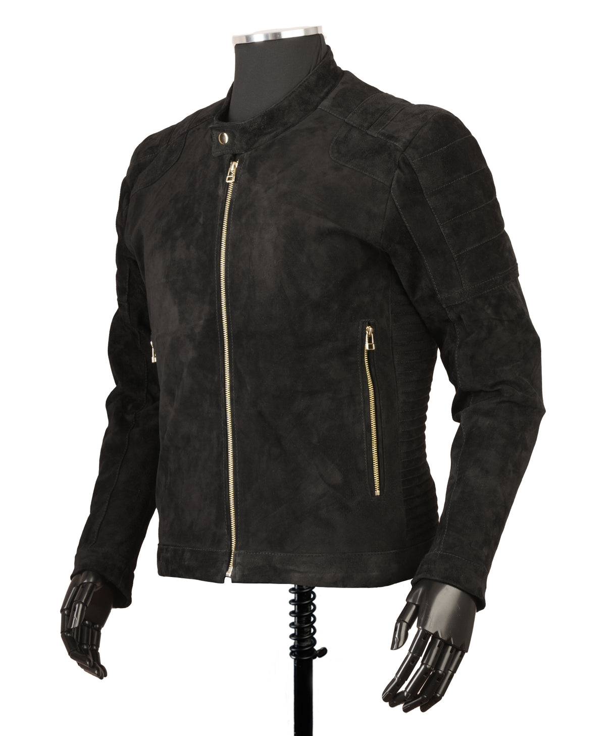 Chaqueta de Cuero Gamuza Negro LCHL31