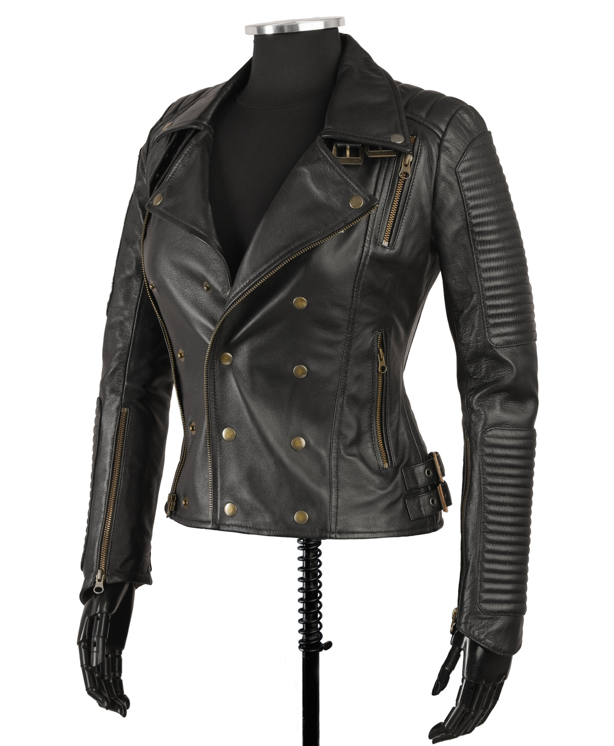 Chaqueta de Cuero Negro Brush W06