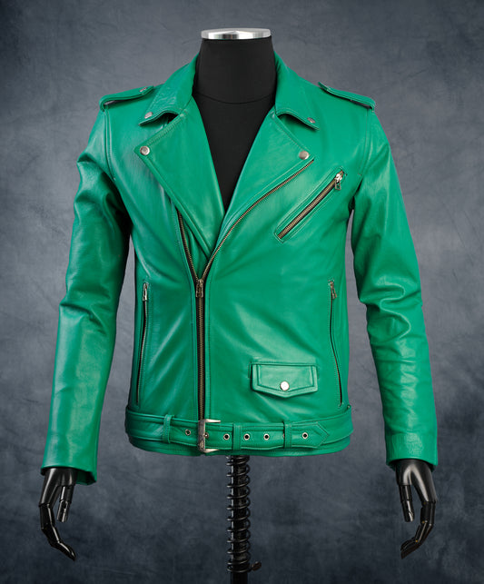 Chaqueta en Cuero Verde Bison