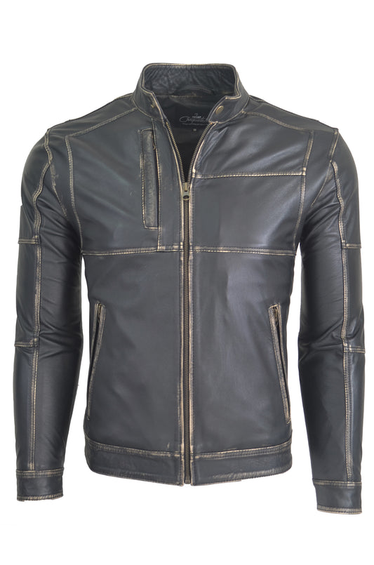 Chaqueta en Cuero Envejecido Marron LCHL16