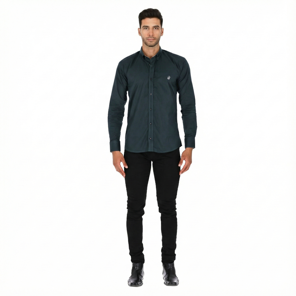 Camisa en Algodón 100% LCC2301 Verde Oscuro Marca la Chaqueteria