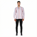 Camisa en Algodón 100% LCC2306 Rojo Azul Marca La Chaqueteria