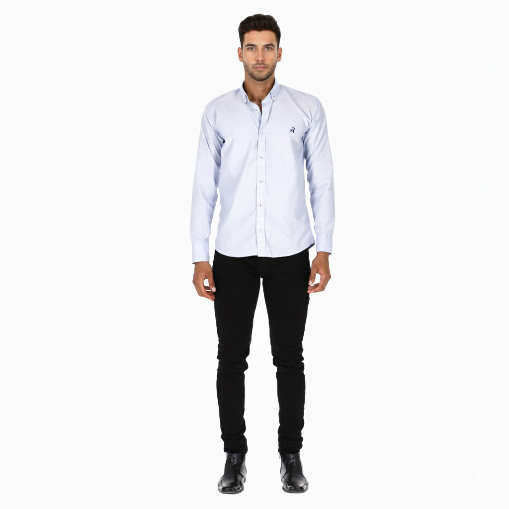 Camisa en Algodón 100% LCC2301 Azul Cielo Marca la Chaqueteria