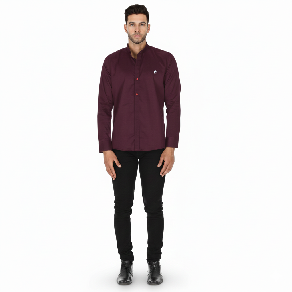 Camisa en Algodón 100% LCC2301 Vinotinto Marca la Chaqueteria