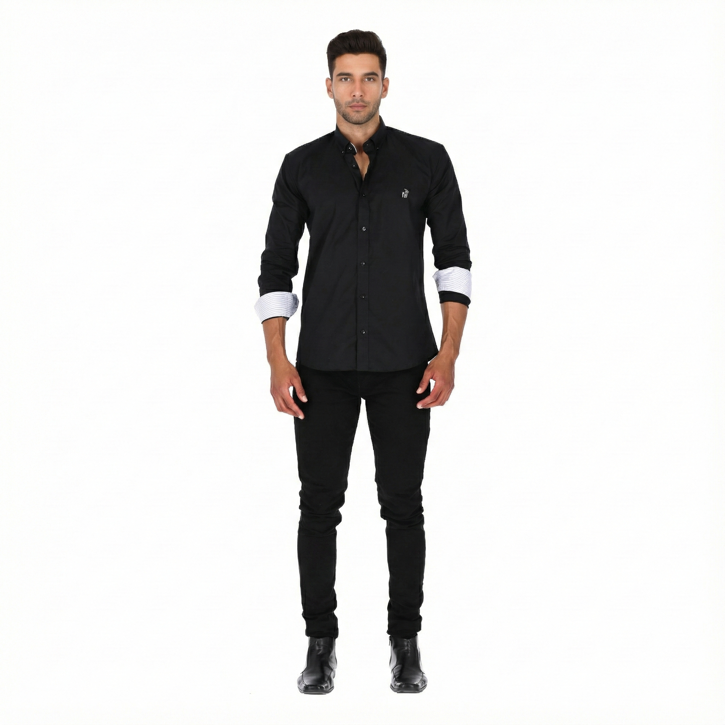 Camisa en Algodón 100% LCC2301 Negro Marca La Chaqueteria