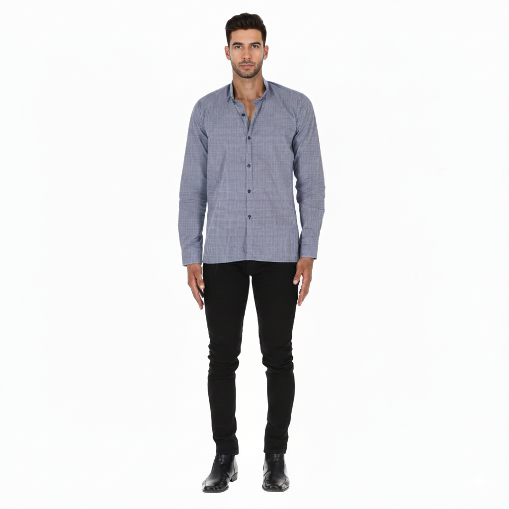 Camisa en Algodón 100% LCC2305 Azul Blanco Marca La Chaqueteria