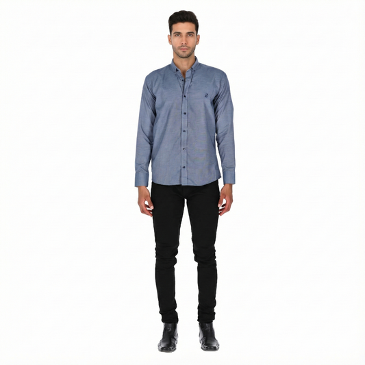 Camisa en Algodón 100% LCC2301 Azul Grisáceo Marca La Chaqueteria