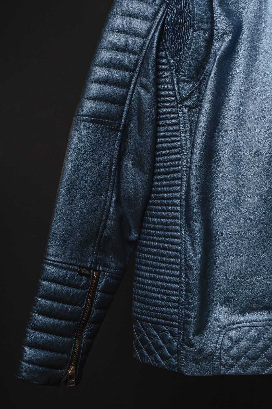 Chaqueta de Cuero Azul Metalizado  Blug 2.0