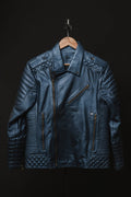 Chaqueta de Cuero Azul Metalizado  Blug 2.0