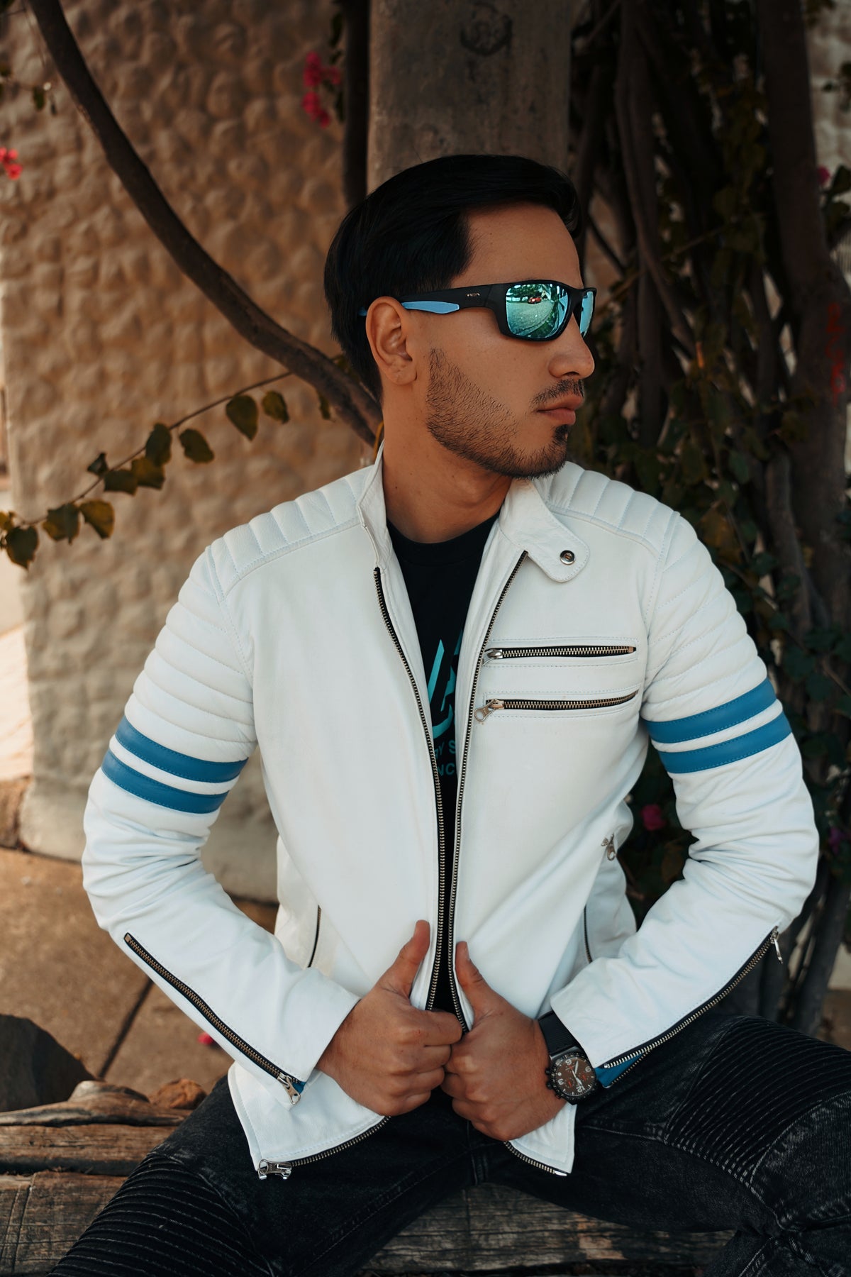 Chaqueta de Cuero Blanco LCHL163
