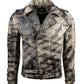 Chaqueta en Cuero Envejecido Negro base Beige Subzero