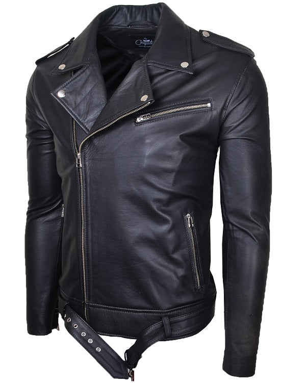 Chaqueta de Cuero Negro LCHL11