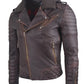 Chaqueta en Cuero Envejecido Marron Oscuro LCHL07