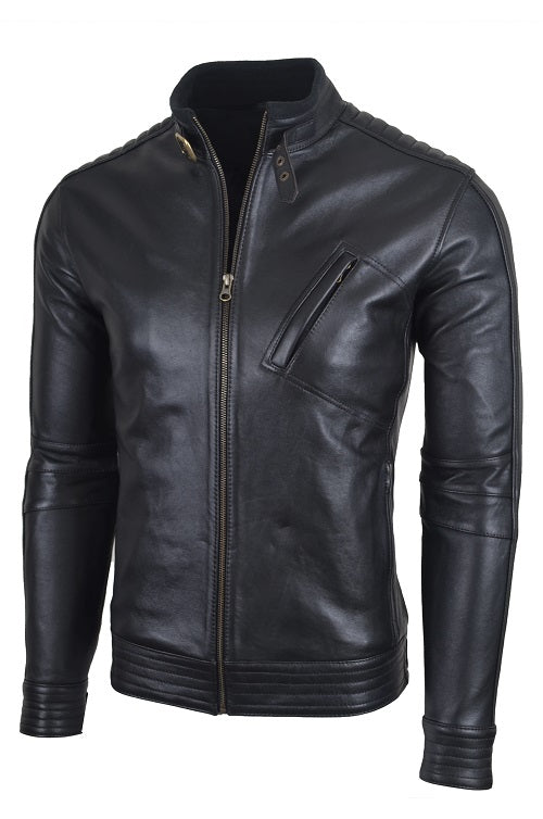 Chaqueta de Cuero Negro LCHL01